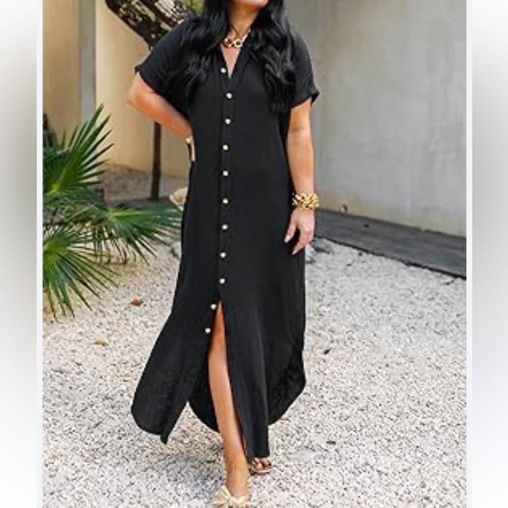 Madewell Black Button-Down Oversized Dress Size: XXS